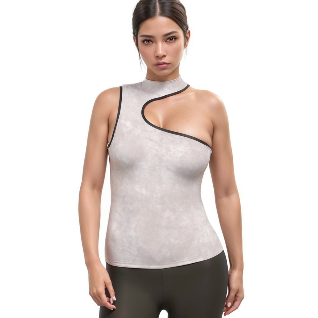 Women's Halter Sleeveless Asymmetrical Tank Top
