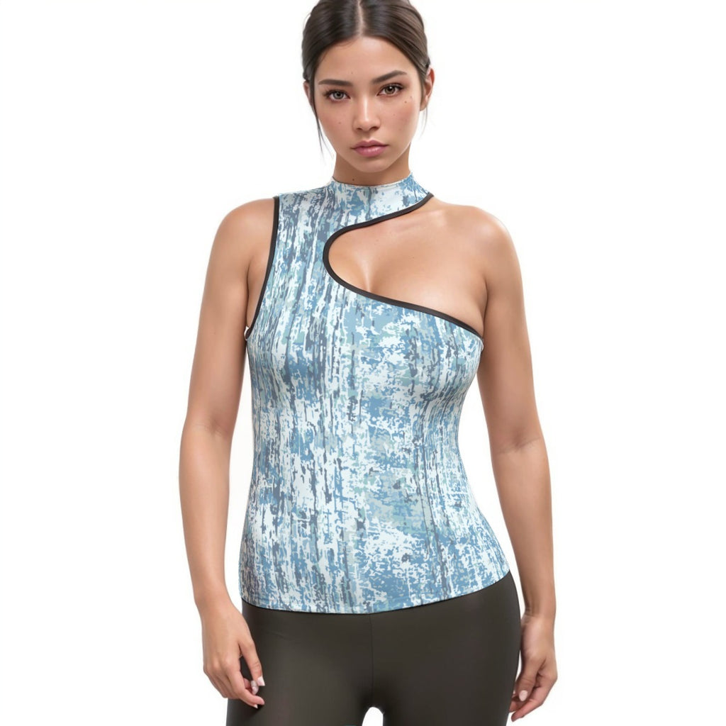 Women's Halter Sleeveless Asymmetrical Tank Top