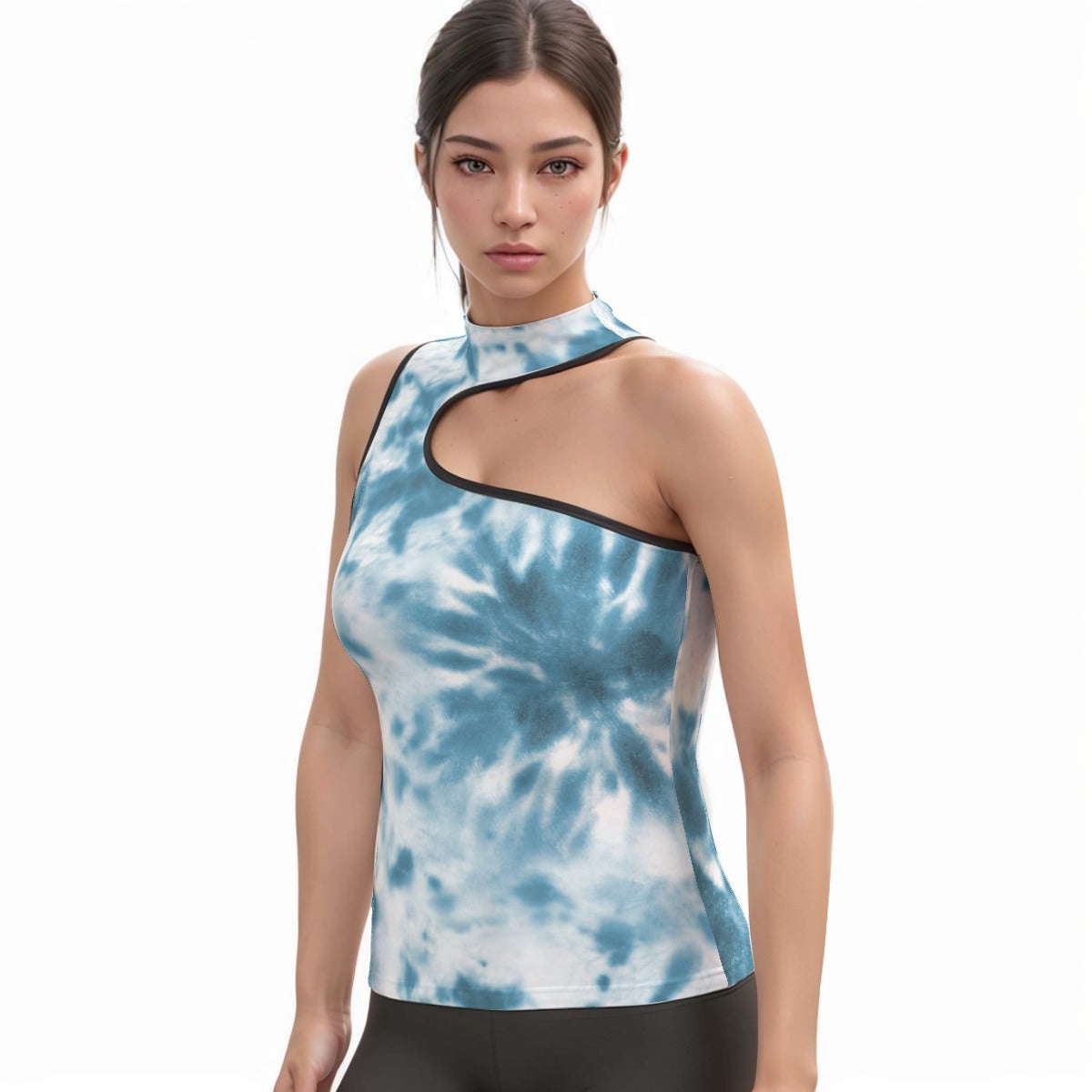 Women's Halter Sleeveless Asymmetrical Tank Top