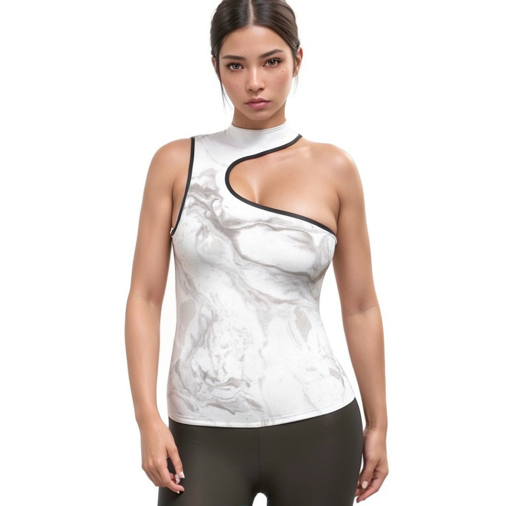 Women's Halter Sleeveless Asymmetrical Tank Top