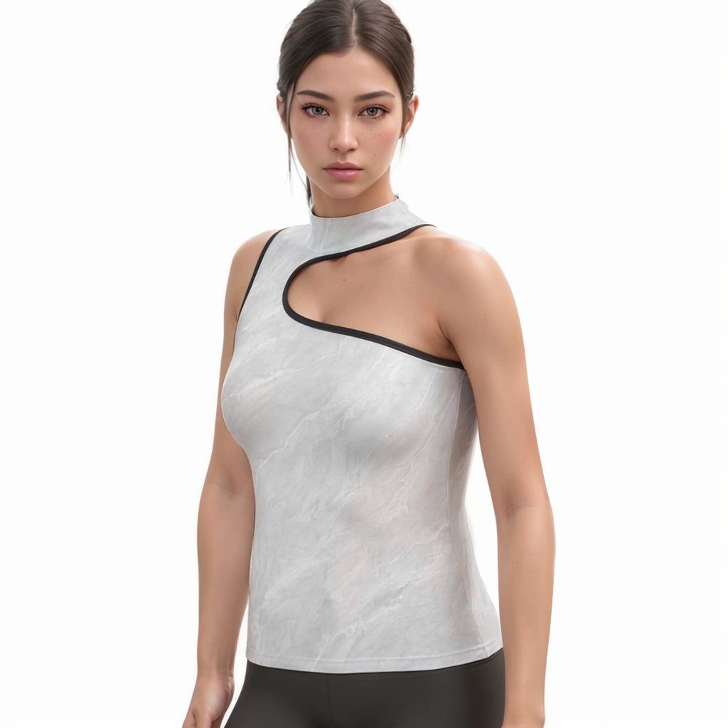 Women's Halter Sleeveless Asymmetrical Tank Top
