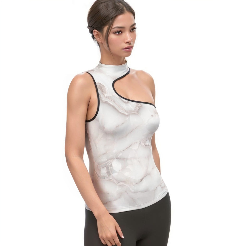 Women's Halter Sleeveless Asymmetrical Tank Top