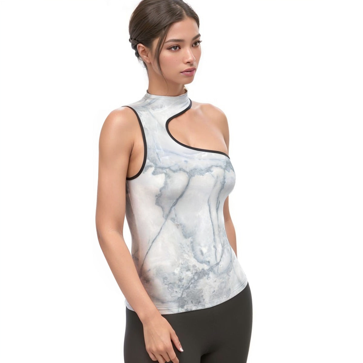 Women's Halter Sleeveless Asymmetrical Tank Top