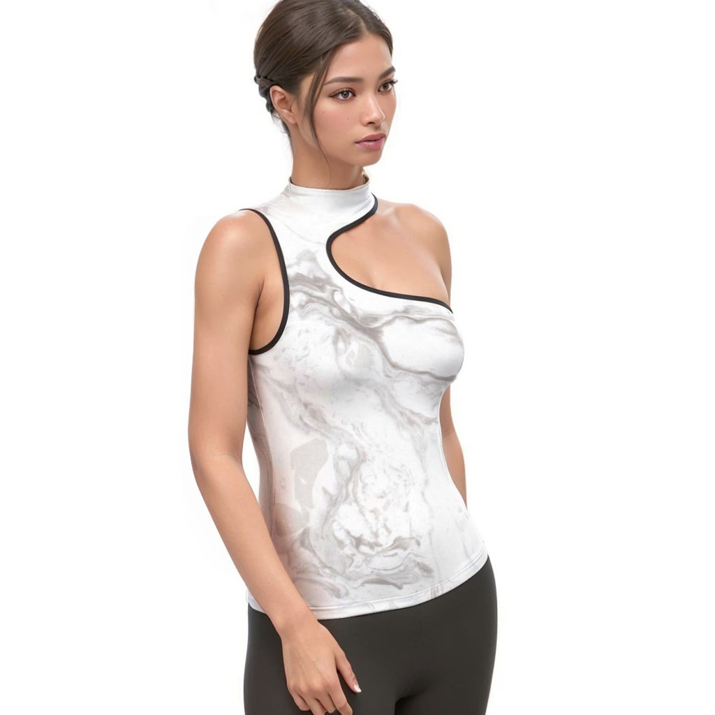 Women's Halter Sleeveless Asymmetrical Tank Top