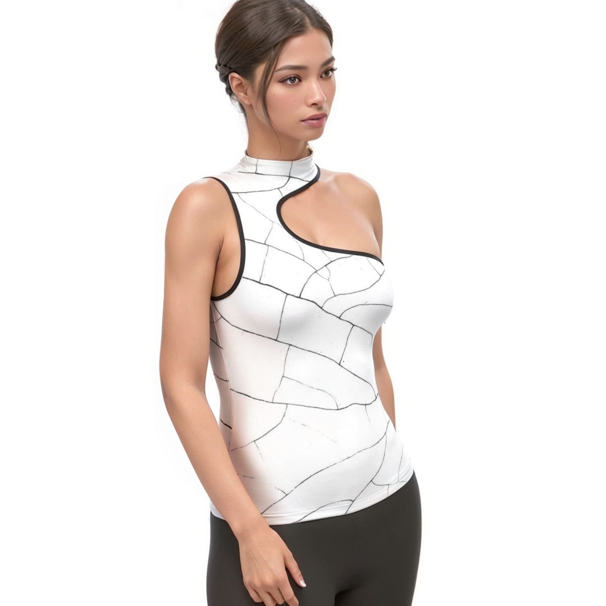 Women's Halter Sleeveless Asymmetrical Tank Top