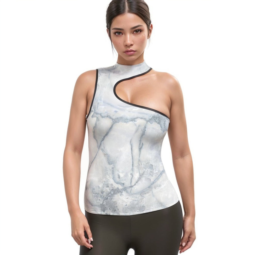 Women's Halter Sleeveless Asymmetrical Tank Top