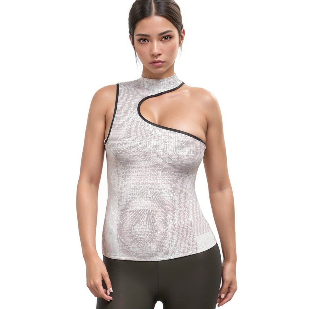 Women's Halter Sleeveless Asymmetrical Tank Top