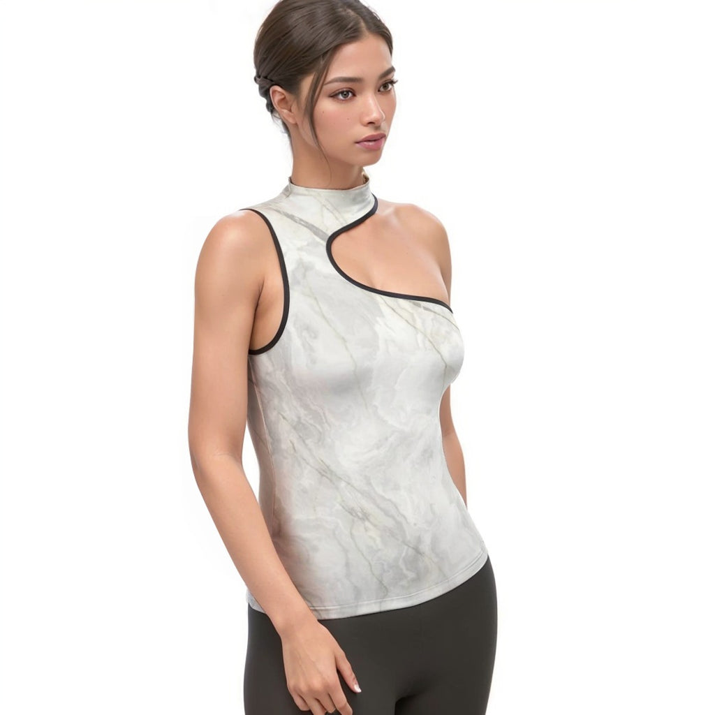 Women's Halter Sleeveless Asymmetrical Tank Top
