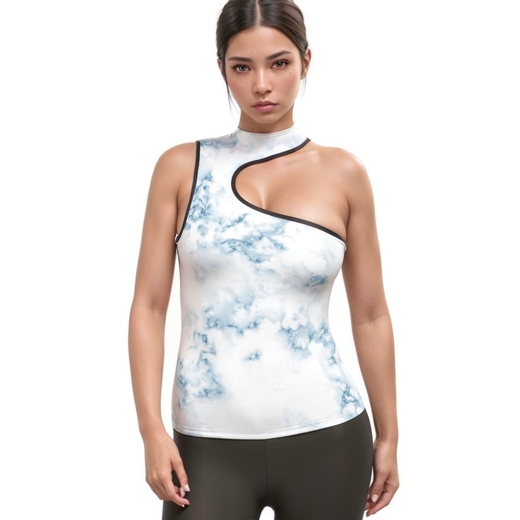 Women's Halter Sleeveless Asymmetrical Tank Top
