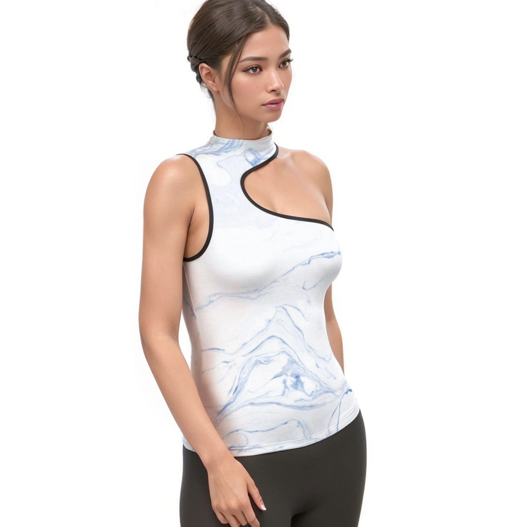 Women's Halter Sleeveless Asymmetrical Tank Top