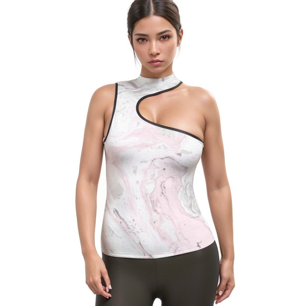 Women's Halter Sleeveless Asymmetrical Tank Top