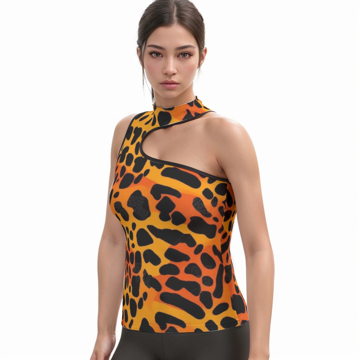 Women's Halter Sleeveless Asymmetrical Tank Top