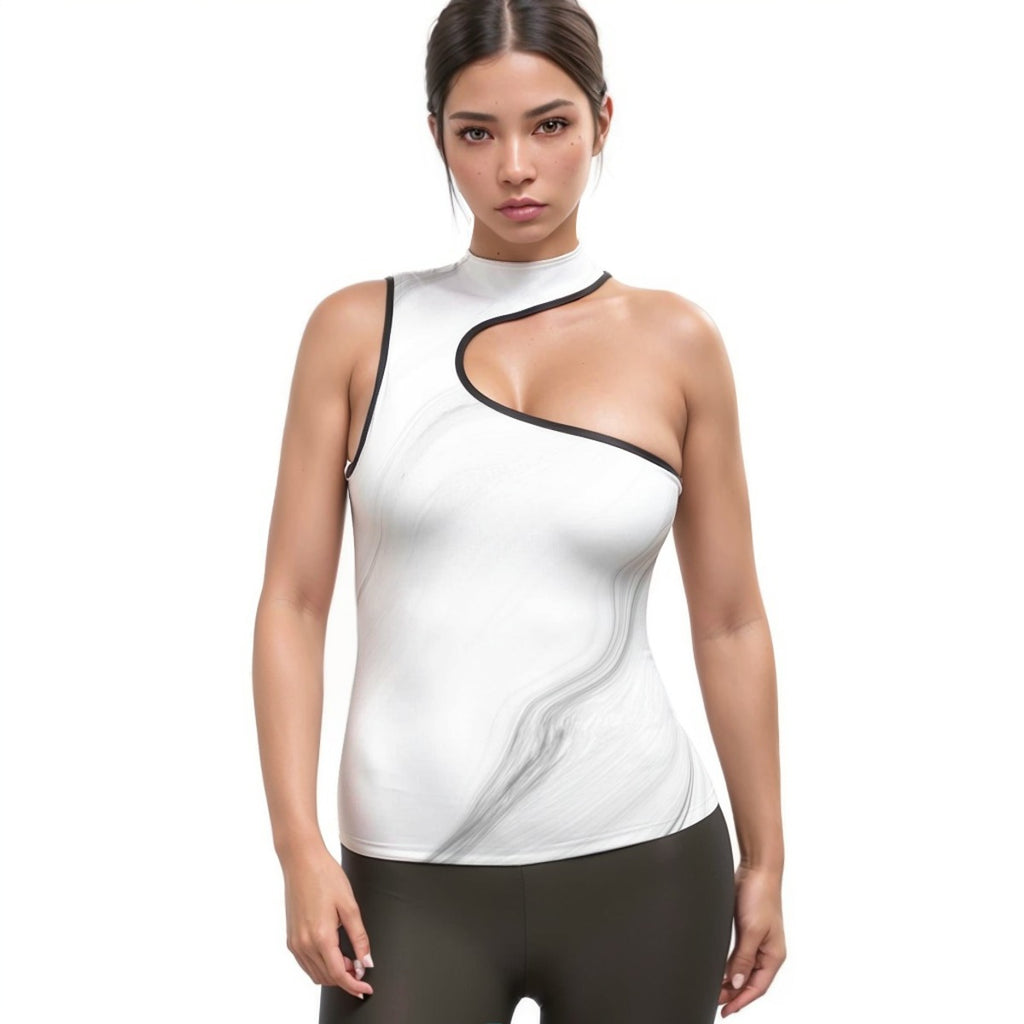 Women's Halter Sleeveless Asymmetrical Tank Top