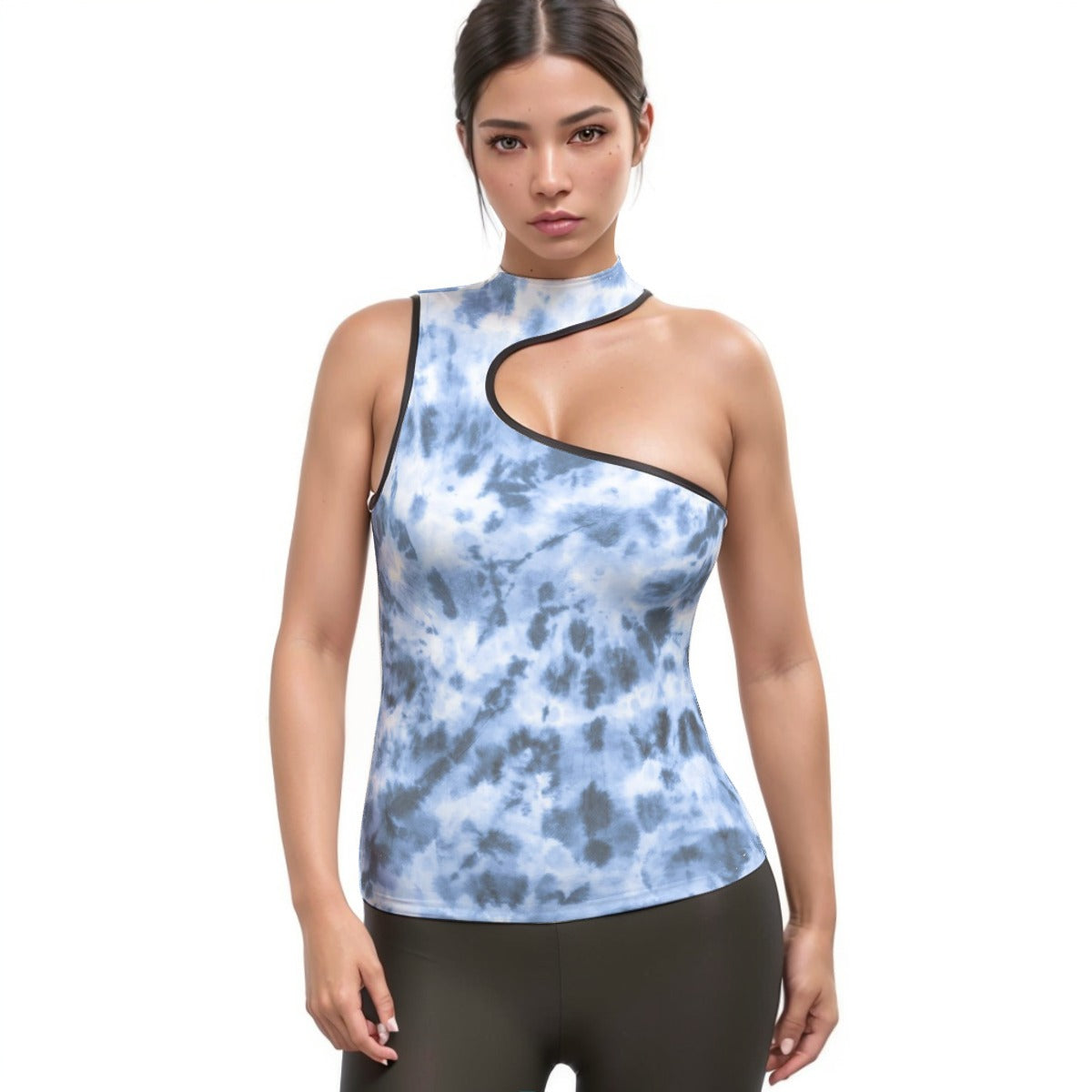 Women's Halter Sleeveless Asymmetrical Tank Top