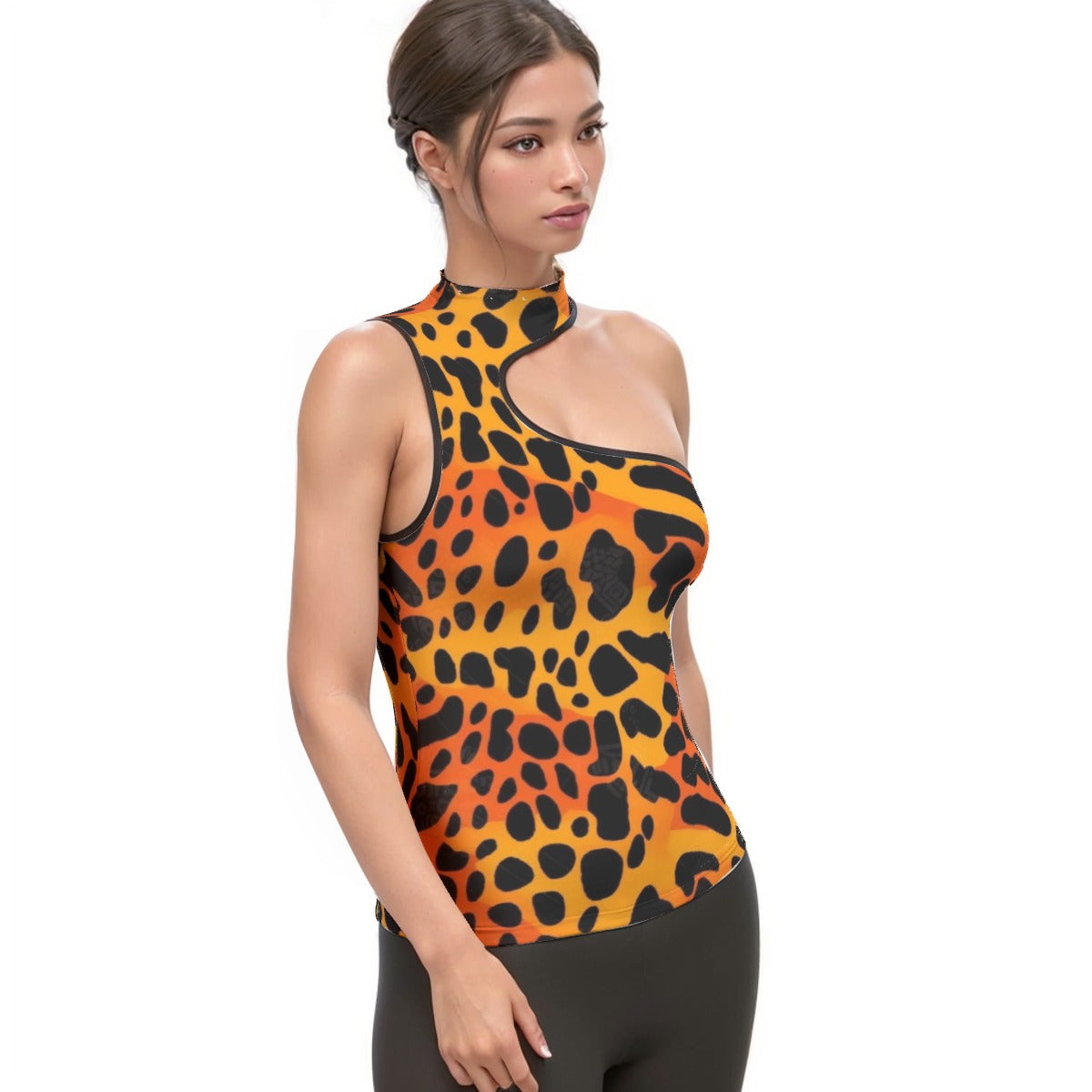 Women's Halter Sleeveless Asymmetrical Tank Top