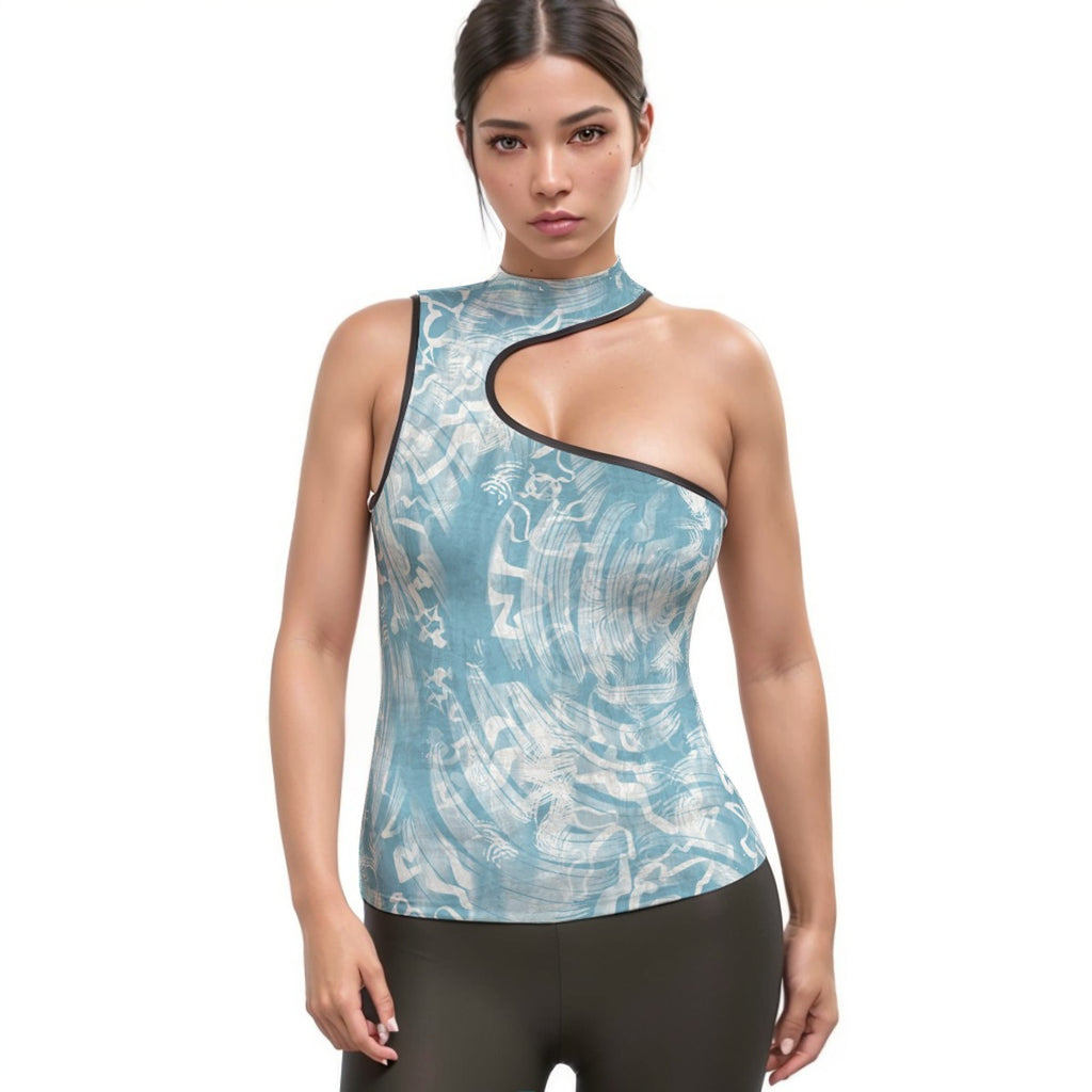 Women's Halter Sleeveless Asymmetrical Tank Top