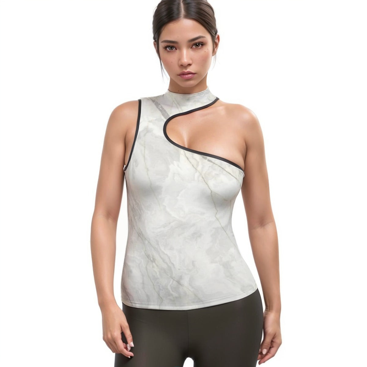 Women's Halter Sleeveless Asymmetrical Tank Top