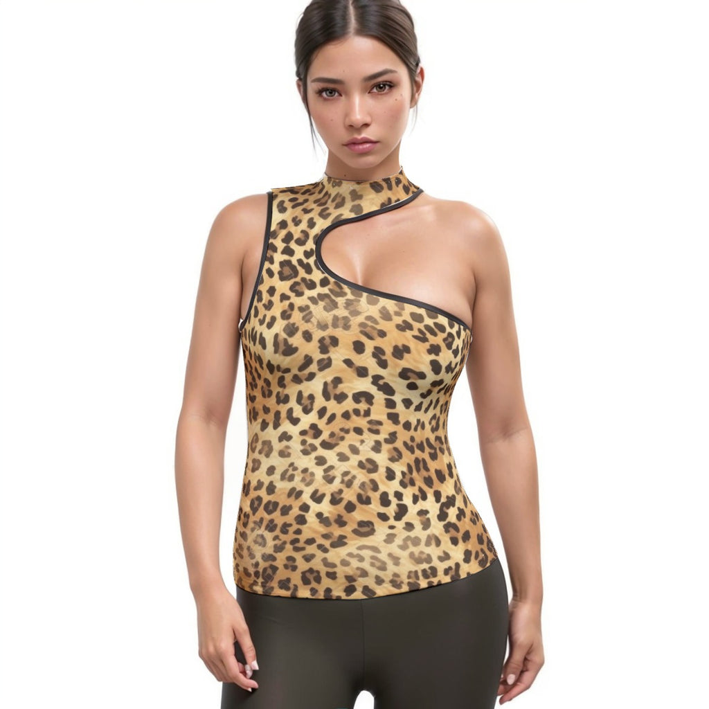 Women's Halter Sleeveless Asymmetrical Tank Top